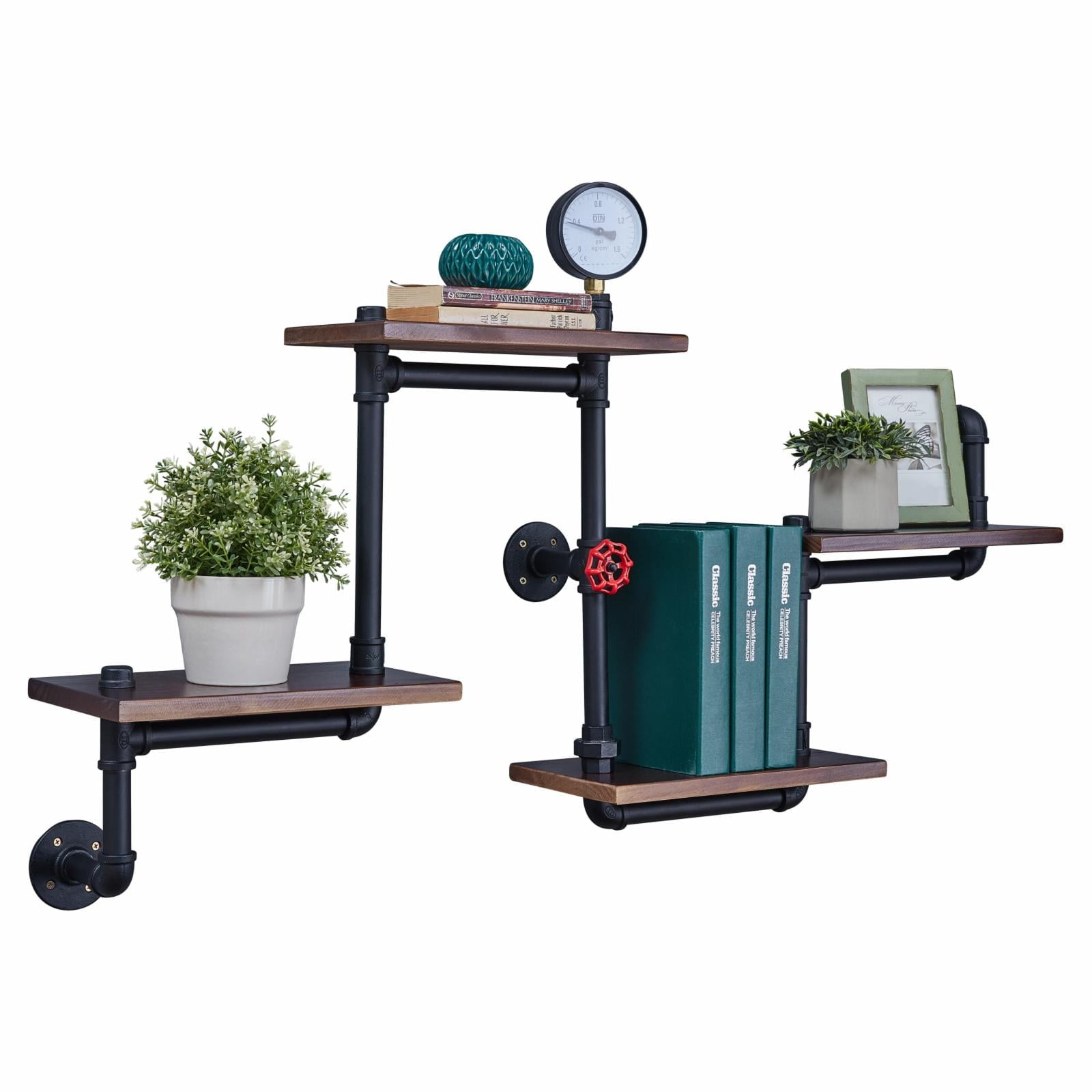 Danya B. 4-Tier Wall Mount Corner Or Straight Staggered Floating ... for Danya B 2 Level Rustic Shelving Unit
