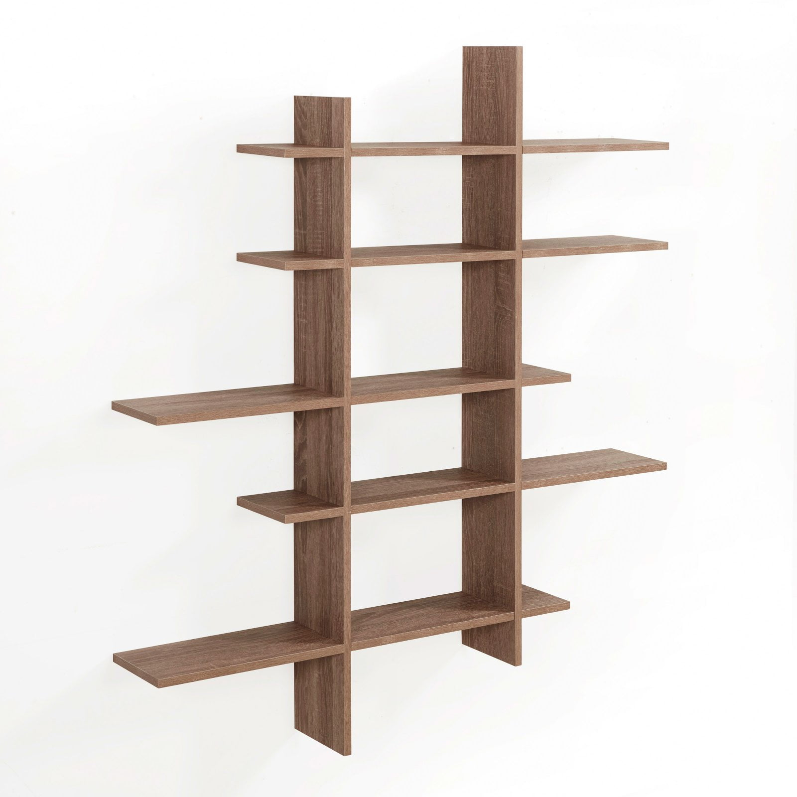 Danya B Five Level Asymmetric Modern Floating Cubby Wall Shelf With 30 ... pertaining to Danya B 5 Level Black Asymmetric Wall Shelf, White