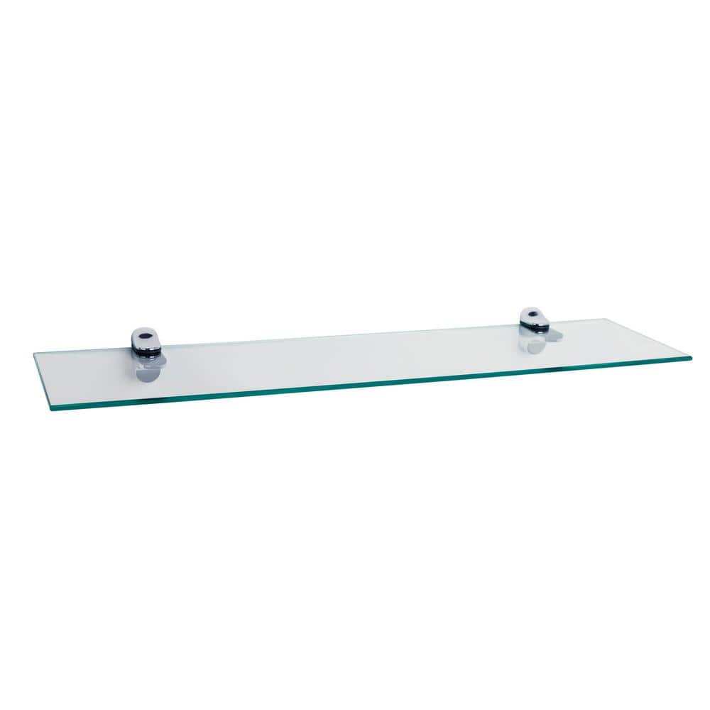 Danya B Pristine 24 In. W X 6 In. D Clear Glass Floating Shelf With ... with regard to The Charm of Corner Floating Glass Shelves A Detailed Look