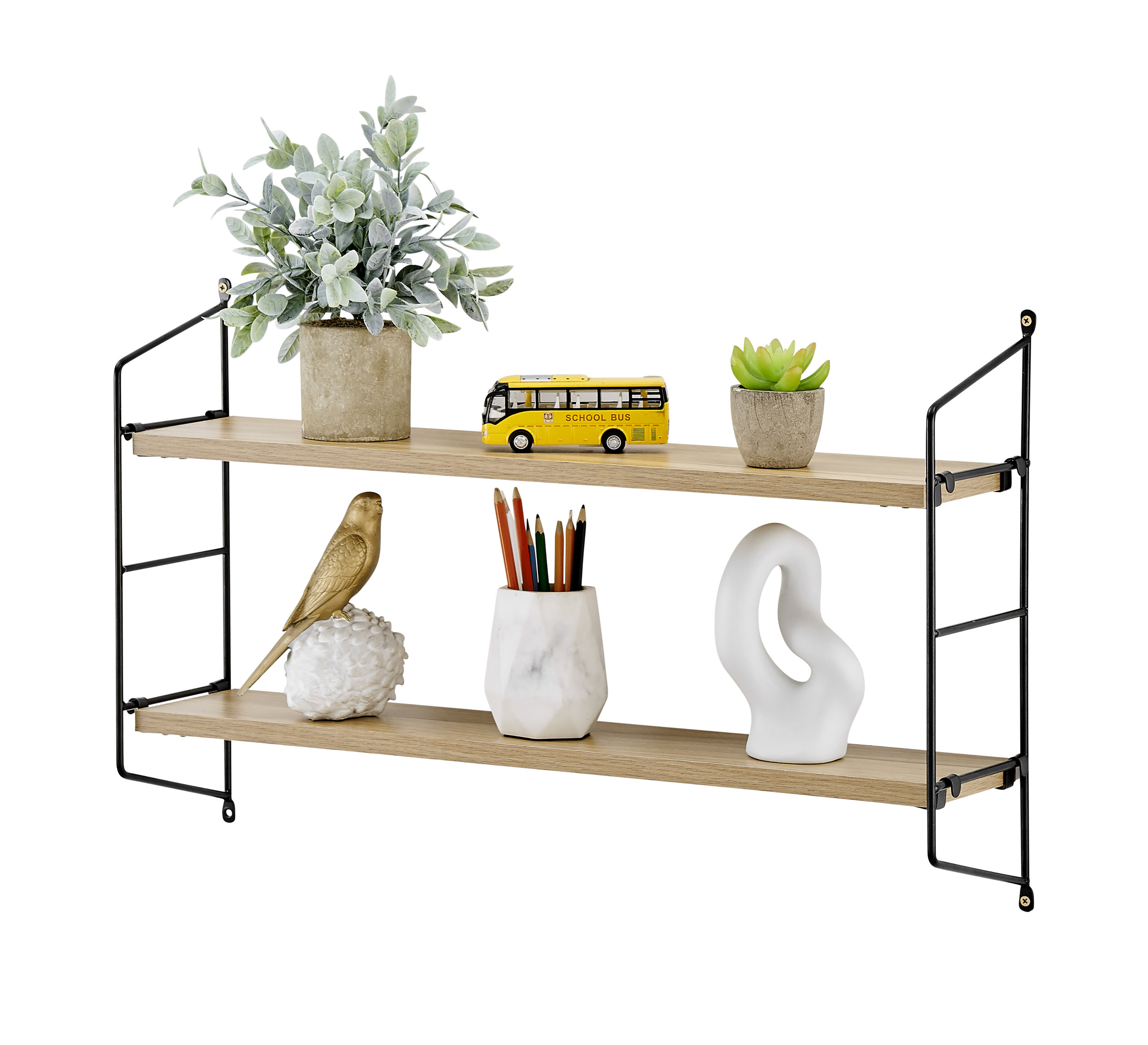 Danya B. Severini Floating Bracket Farmhouse Two-Tier Wall Shelf - Industrial - Display And Wall ... pertaining to Creative Ways to Style Your Danya B. Rio Modular Floating Shelf