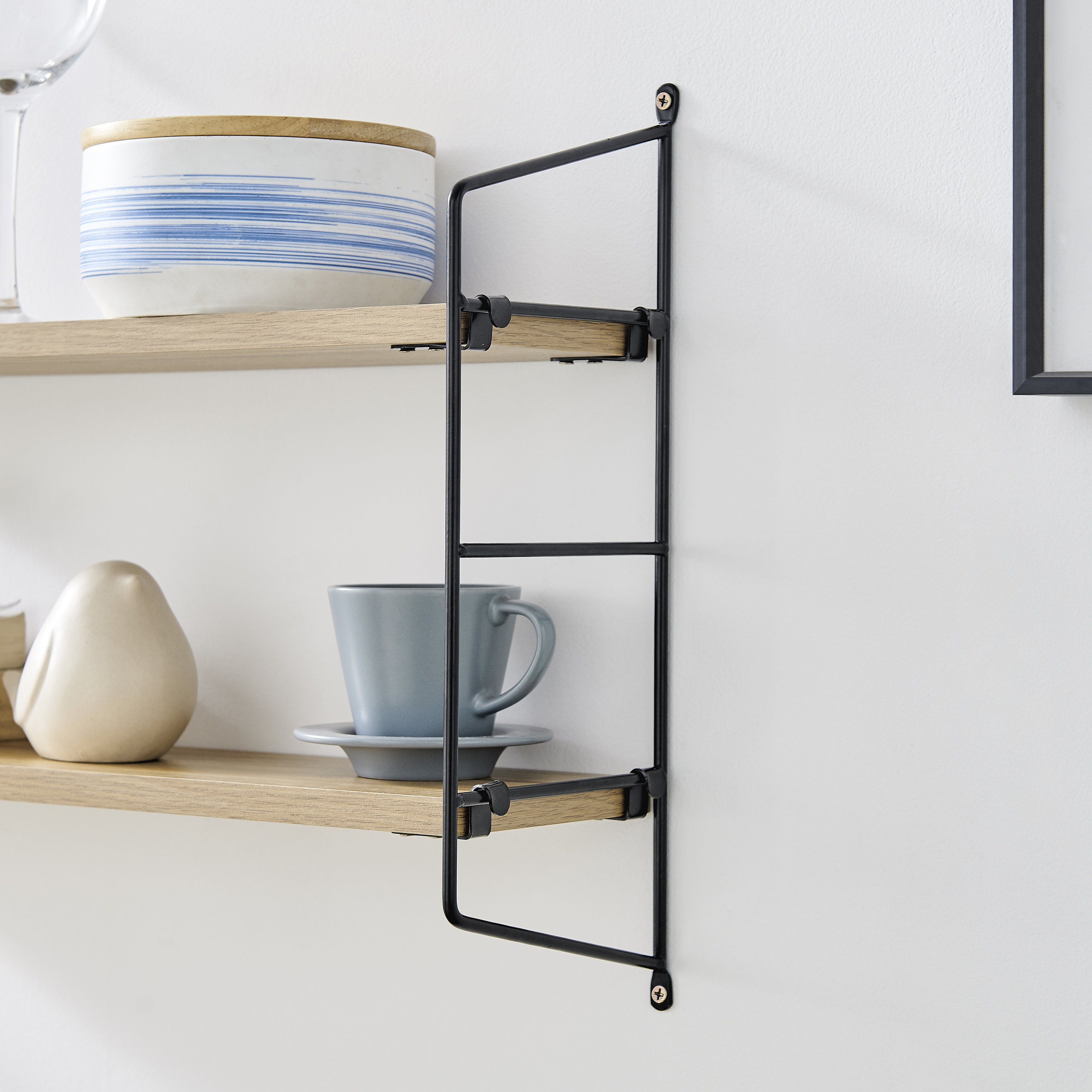 Danya B. Severini Floating Bracket Farmhouse Two-Tier Wall Shelf - Industrial - Display And Wall ... pertaining to Danya B. Rio Three Tier Modular Floating Bracket Wall Shelf Chestnut