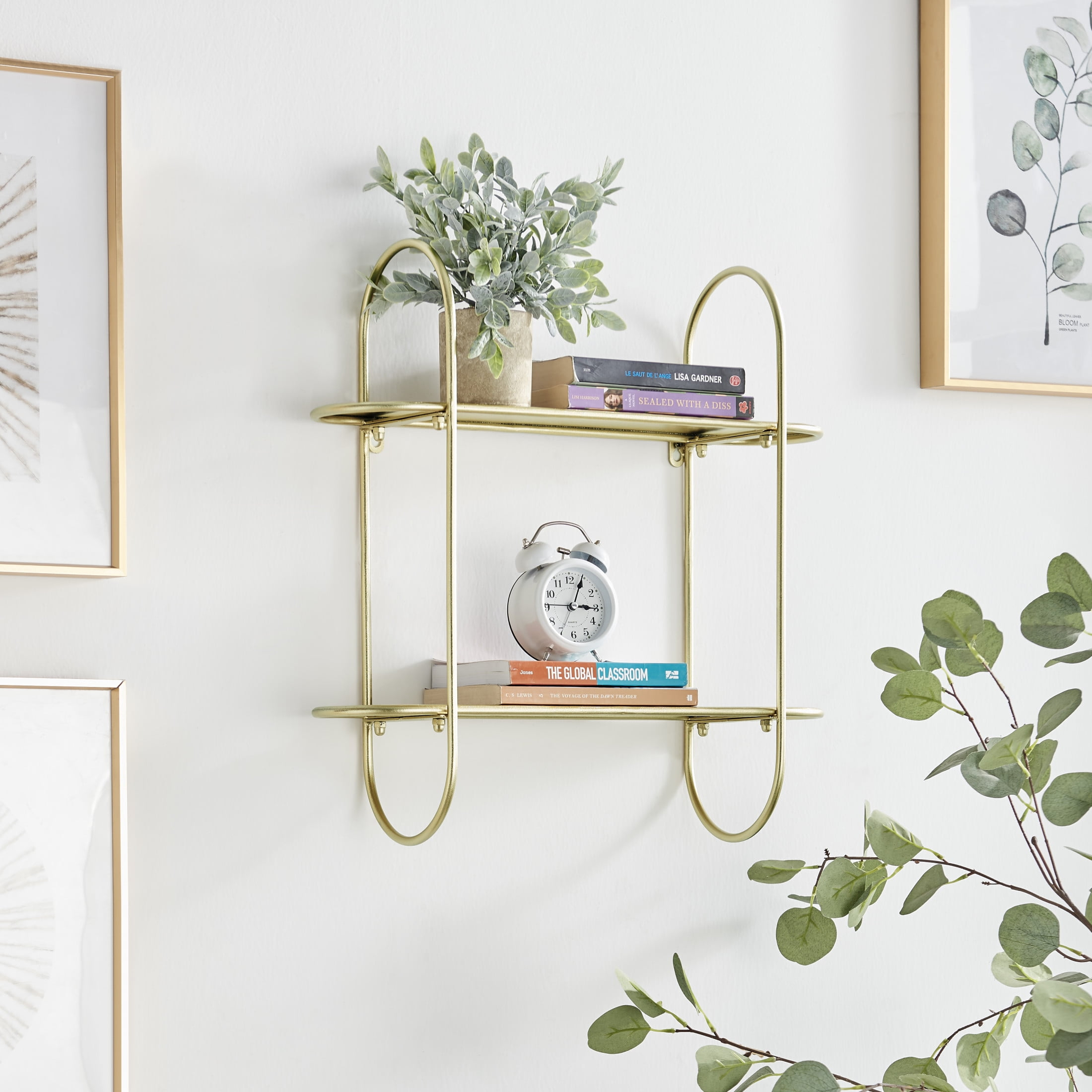 Danya B. Two-Tier Warm Gold Metal Hanging Bracket Wall Mounted Shelf - Walmart.com with regard to Danya B. Two-Tier Warm Gold Metal Hanging Bracket Wall Mounted Shelf