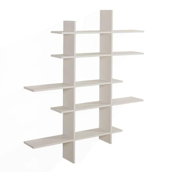 Danya B White Mdf 5-Level Asymmetric Floating Shelf Xf151204Wh - The Home Depot throughout Danya B 5 Level Black Asymmetric Wall Shelf, White