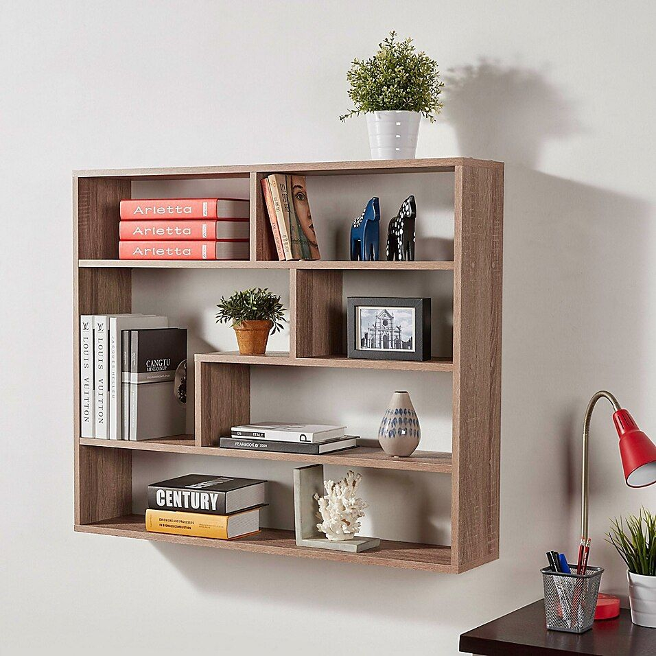 Danya Bâ„¢ Wood Large Rectangular Shelf Unit In Weathered Oak | Bed Bath ... for Styling and Organizing with the Danya B Large Black Shelf Unit