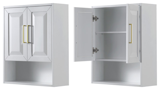 Daria Wall-Mounted Storage Cabinet - Transitional - Bathroom Cabinets ... pertaining to Daria Bathroom Wall-Mounted Storage Cabinet In In Dark Blue W/ Brushed Gold Trim