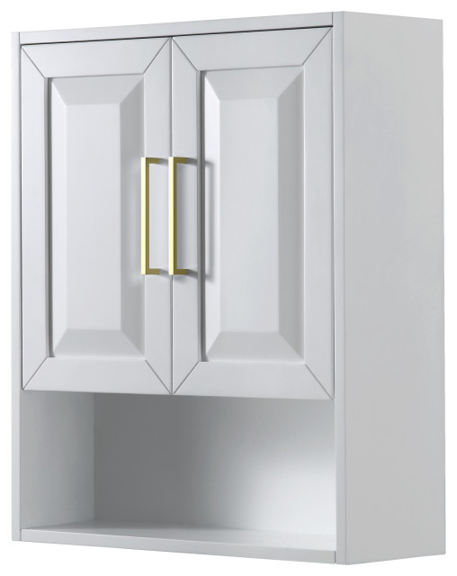 Daria Wall-Mounted Storage Cabinet - Transitional - Bathroom Cabinets ... with Daria Bathroom Wall-Mounted Storage Cabinet In In Dark Blue W/ Brushed Gold Trim