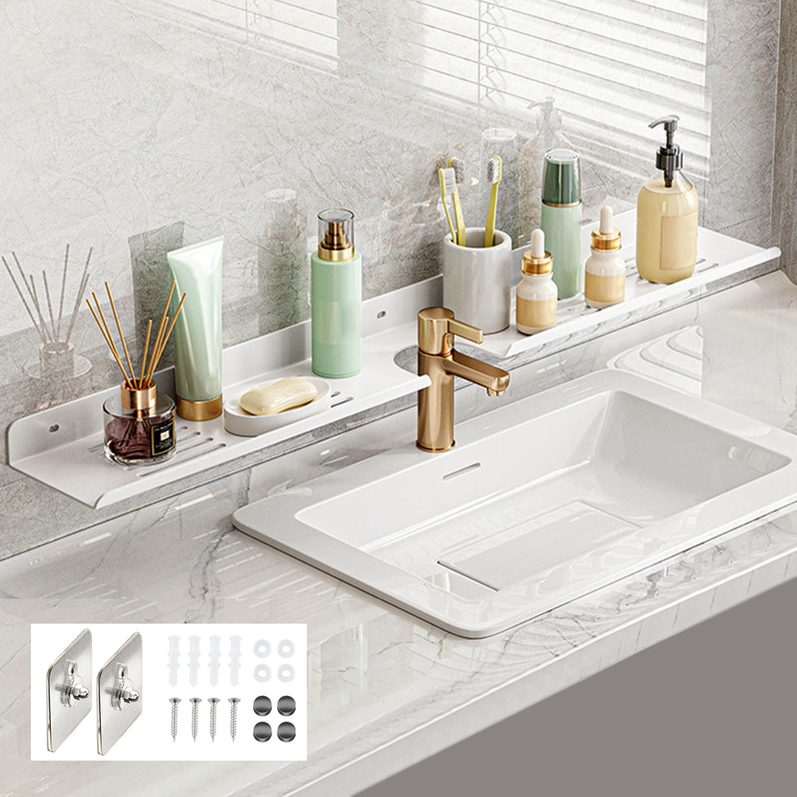 Dengmore Floating Shelves Bathroom Stainless Steel Wall Mounted Storage ... intended for Shelf For Bathroom Toiletries
