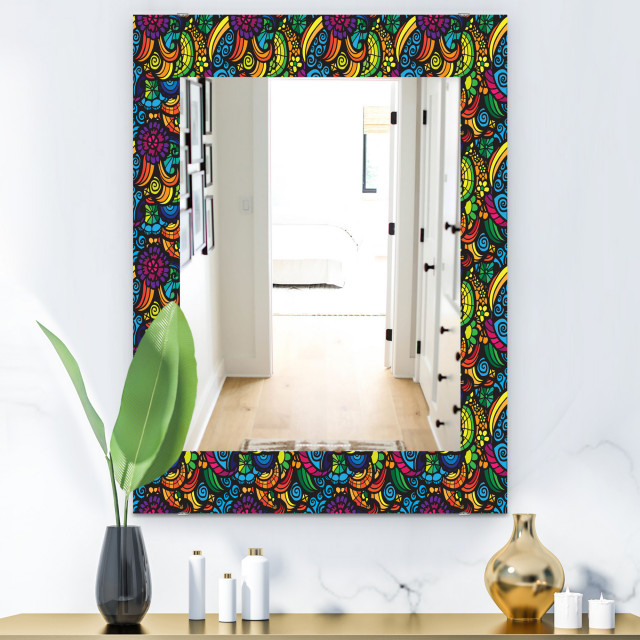 Designart Obsidian Bloom 11 Bohemian And Eclectic Frameless Vanity ... regarding Finding Your Perfect Reflection A Look at the Designart Paisley 8 Mirror