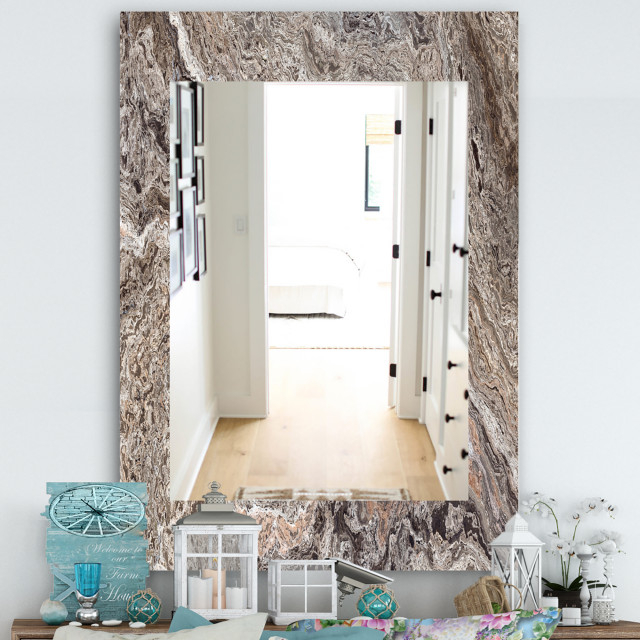 Designart Onyx Travertine Tile Midcentury Frameless Vanity Mirror ... with Designart Paisley 8 Modern Frameless Vanity Mirror, 24X32