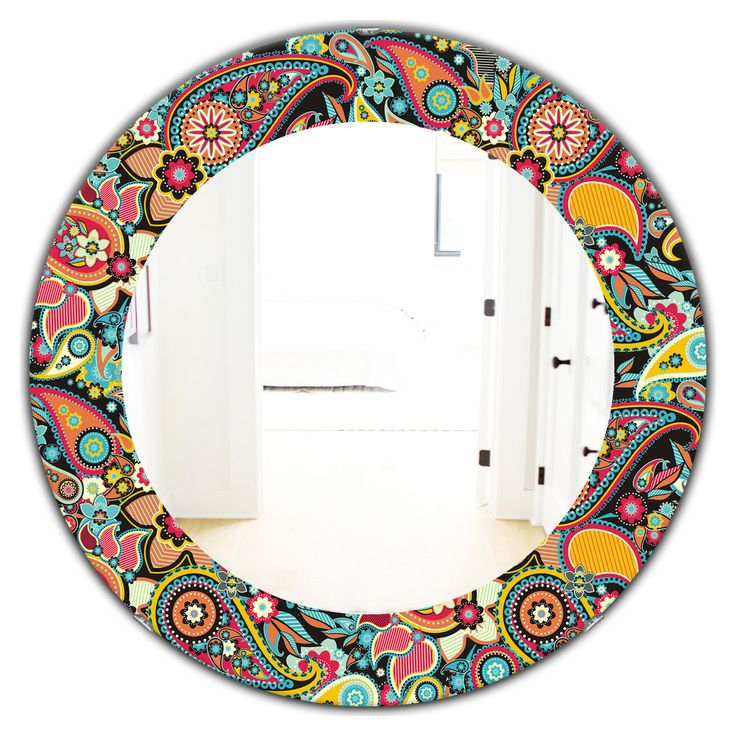 Designart Paisley 8 Modern Frameless Oval Or Round Wall Mirror, 32X32 - Mediterranean - Wall ... with regard to Finding Your Perfect Reflection A Look at the Designart Paisley 8 Mirror