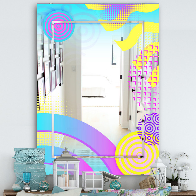 Designart Spacy Dimensions 11 Midcentury Wall Mirror, 24X32 ... pertaining to How a 24x32 Frameless Mirror Can Redefine Your Home Decor