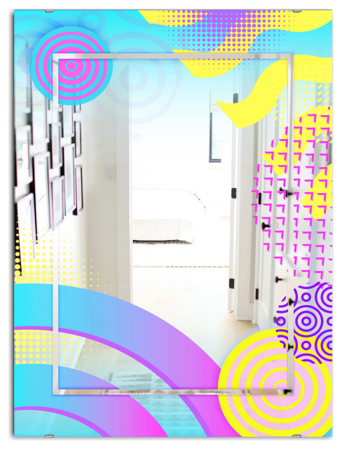 Designart Spacy Dimensions 11 Midcentury Wall Mirror, 24X32 ... regarding How a 24x32 Frameless Mirror Can Redefine Your Home Decor
