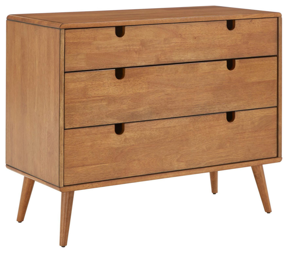 Dexter Oak Finish 3-Drawer Dresser - Midcentury - Dressers - By Inspire Q | Houzz for Dexter Oak Finish 5-Drawer Chest