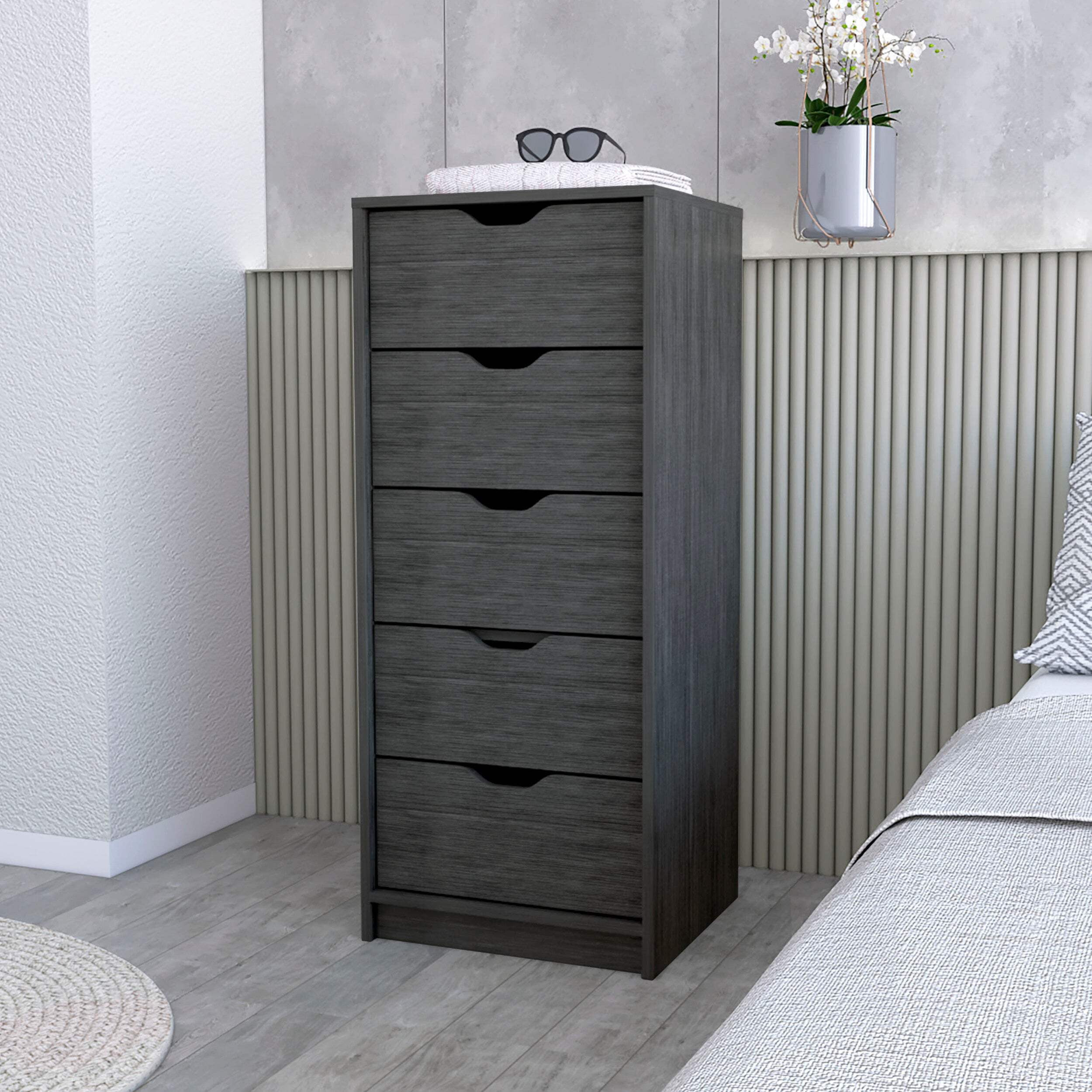 Dillon 5 Narrow Drawer Dresser, Tall Chest Of Drawers Smoke Bedroom ... regarding Maximizing Space with the Dillon 5 Narrow Drawer Dresser