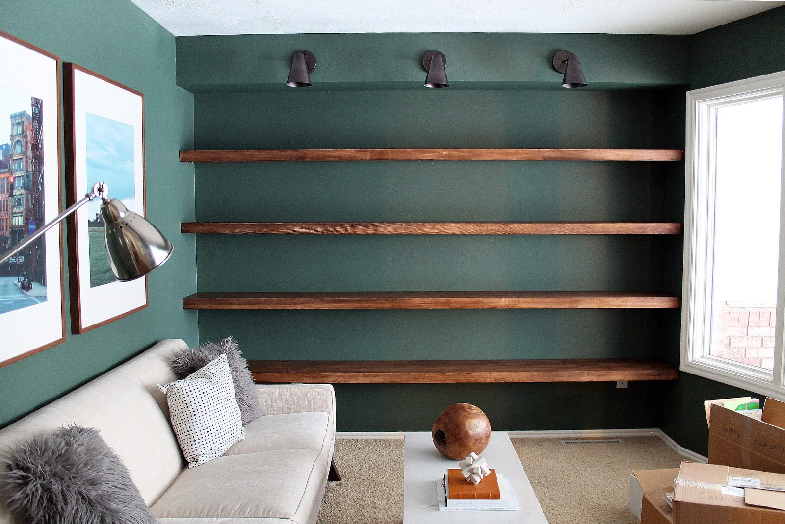 Diy Solid Wood Wall-To-Wall Shelves - Chris Loves Julia within Wood Shelving Ideas