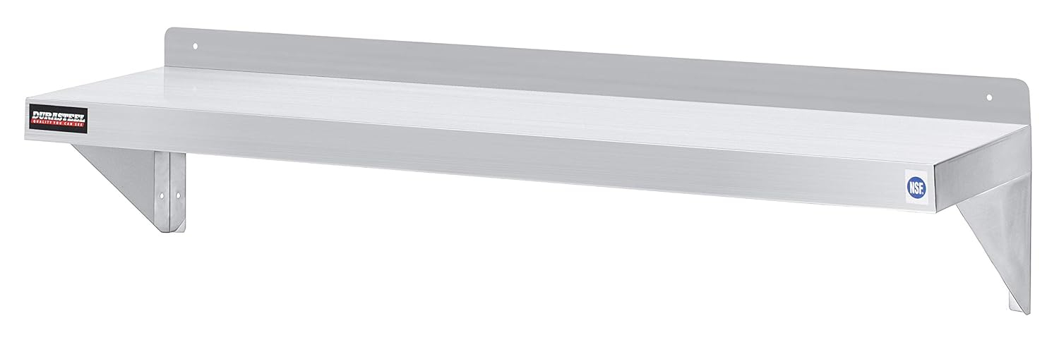 Durasteel Nsf Approved Stainless Steel Commercial Wall Mount Shelf 12 ... for Nsf Stainless Steel 12" X 24" Commercial Kitchen Wall Shelf Restaurant Shelving