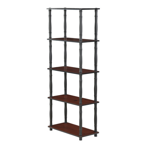 Ebern Designs Maxine 146Cm 4 Shelf Shelving Unit & Reviews | Wayfair.co.uk with regard to Exploring the aesthetic appeal of medium brown wood and copper accents