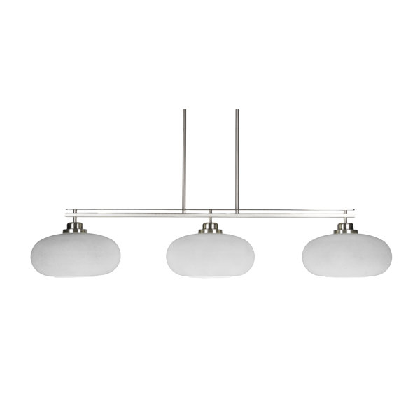 Ebern Designs Odyssey 3-Light Island Light With Round Fitter | Wayfair throughout How the Odyssey 3-Light Island Light Enhances Your Kitchen Ambiance