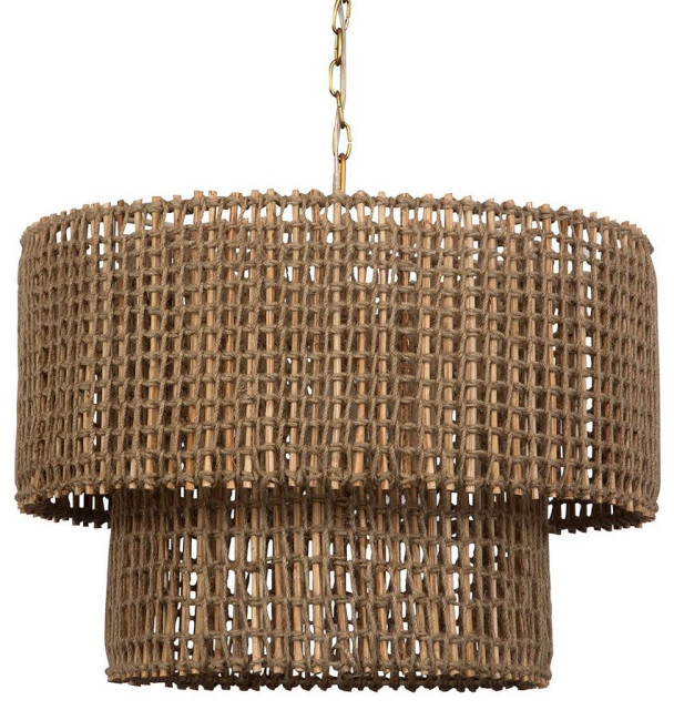 Elegant Natural Jute Rope Two Tiered Chandelier Pendant Light 24 In ... inside Exploring the Design Possibilities with Marble Two-Tier Chandeliers