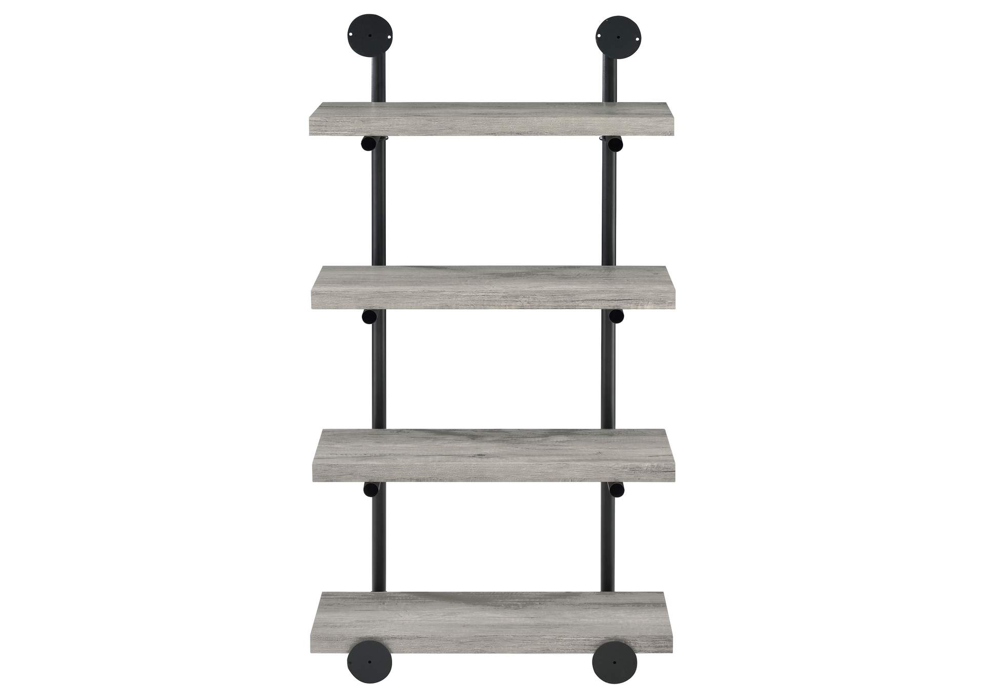 Elmcrest 24-Inch Wall Shelf Black And Grey Driftwood in Coaster Elmcrest 24-Inch Wood Wall Shelf Black And Rustic Oak