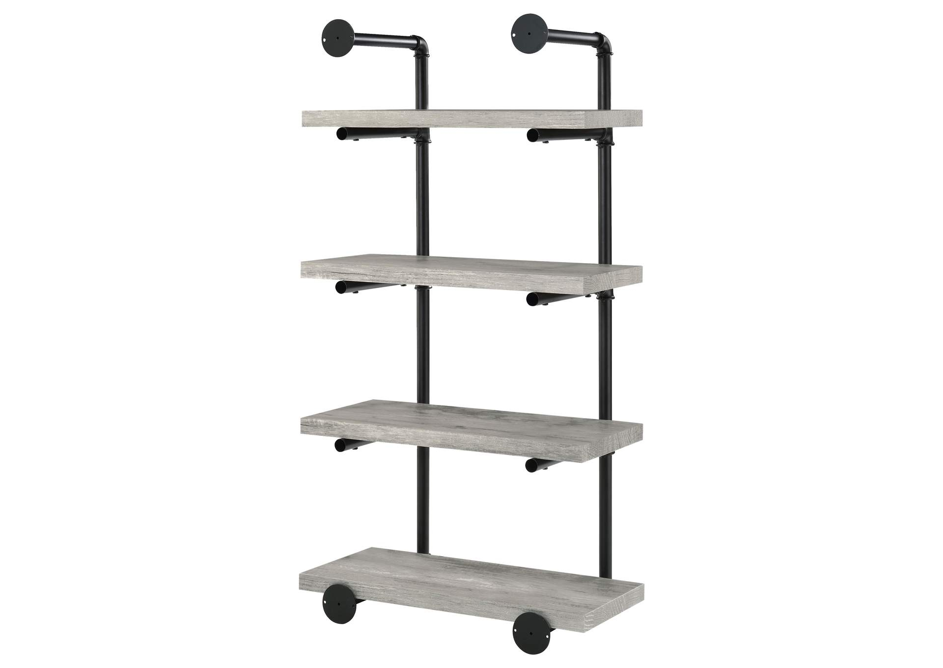 Elmcrest 24-Inch Wall Shelf Black And Grey Driftwood with A Closer Look at the Coaster Elmcrest Shelf Black and Rustic Oak Finish