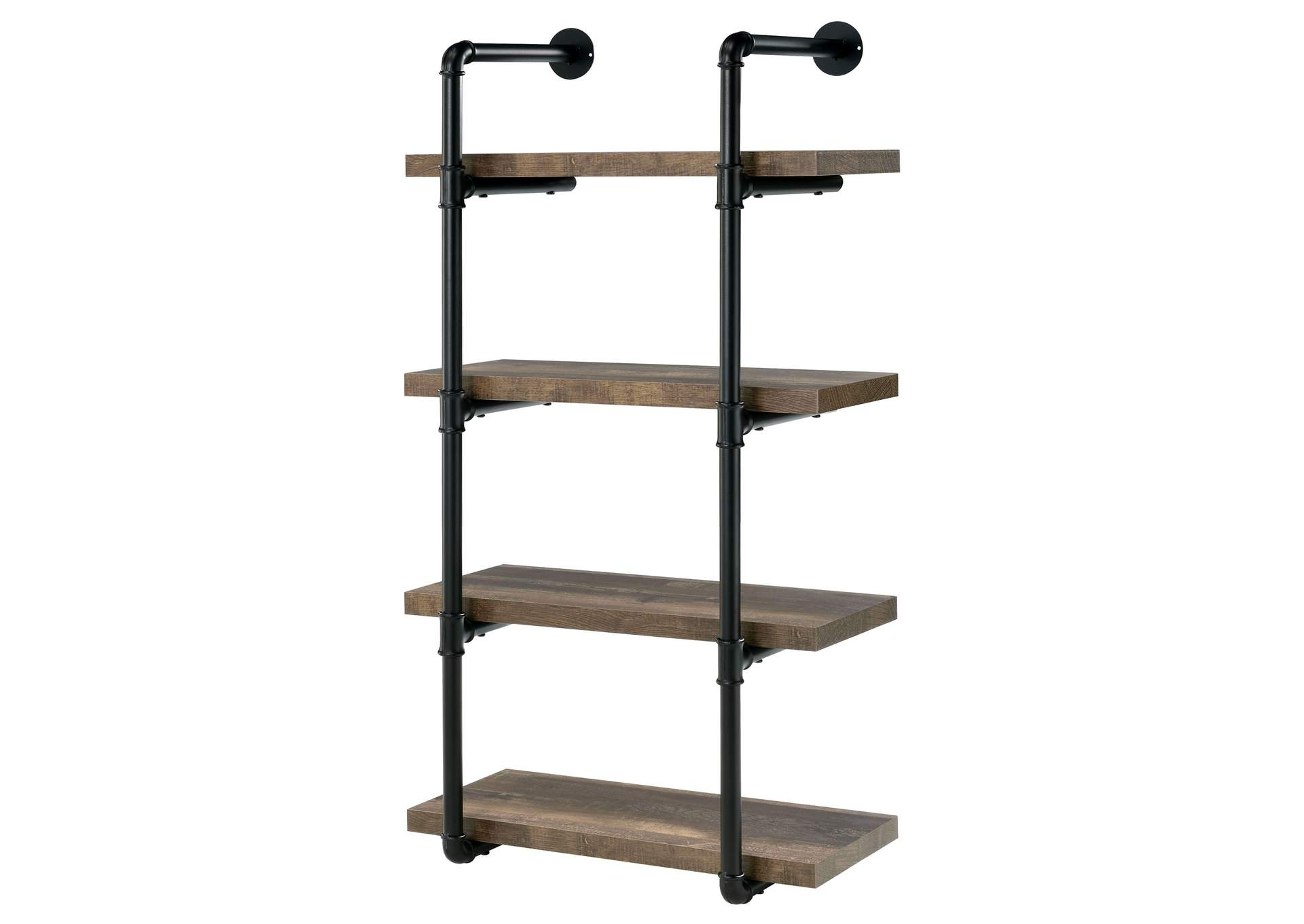Elmcrest 24-Inch Wall Shelf Black And Rustic Oak regarding Coaster Elmcrest 24-Inch Wood Wall Shelf Black And Gray Driftwood