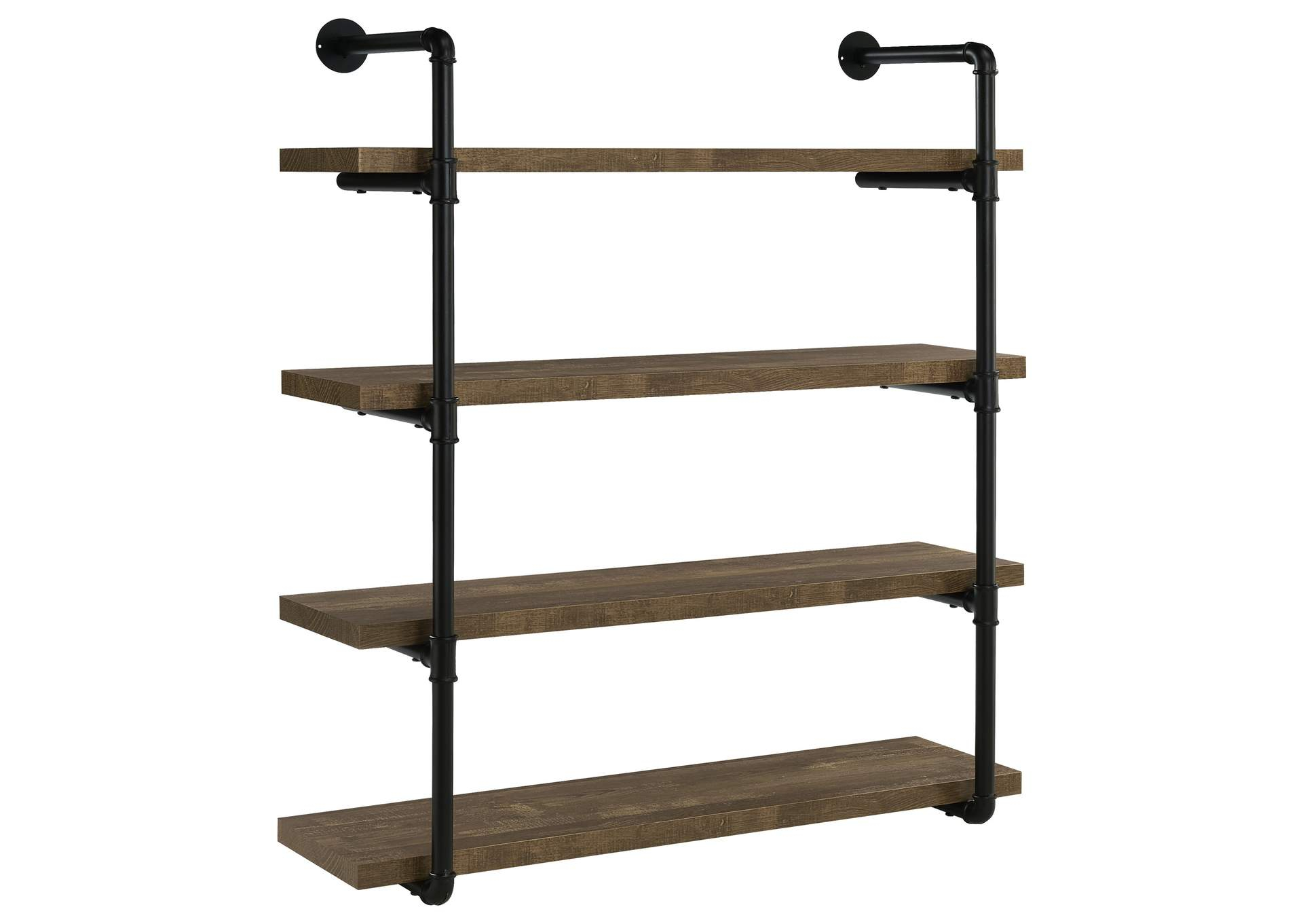 Elmcrest 39-Inch 4-Shelf Wall Bookshelf Rustic Oak throughout A Deep Dive into the Coaster Elmcrest Shelf Black and Rustic Oak Design