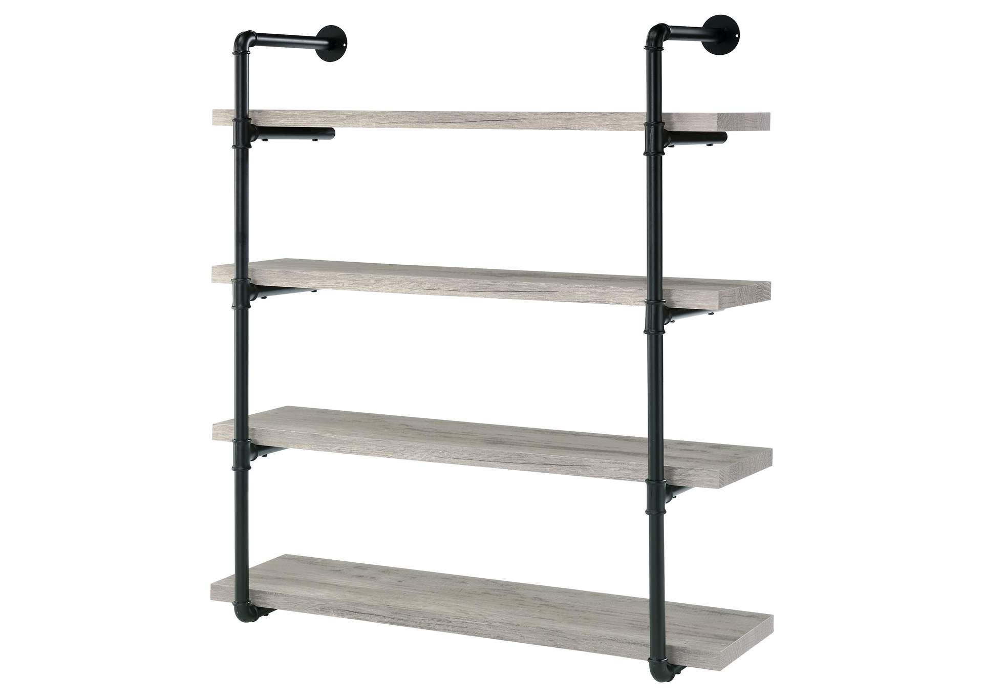 Elmcrest 40-Inch Wall Shelf Black And Grey Driftwood pertaining to A Deep Dive into the Coaster Elmcrest Shelf Black and Rustic Oak Design