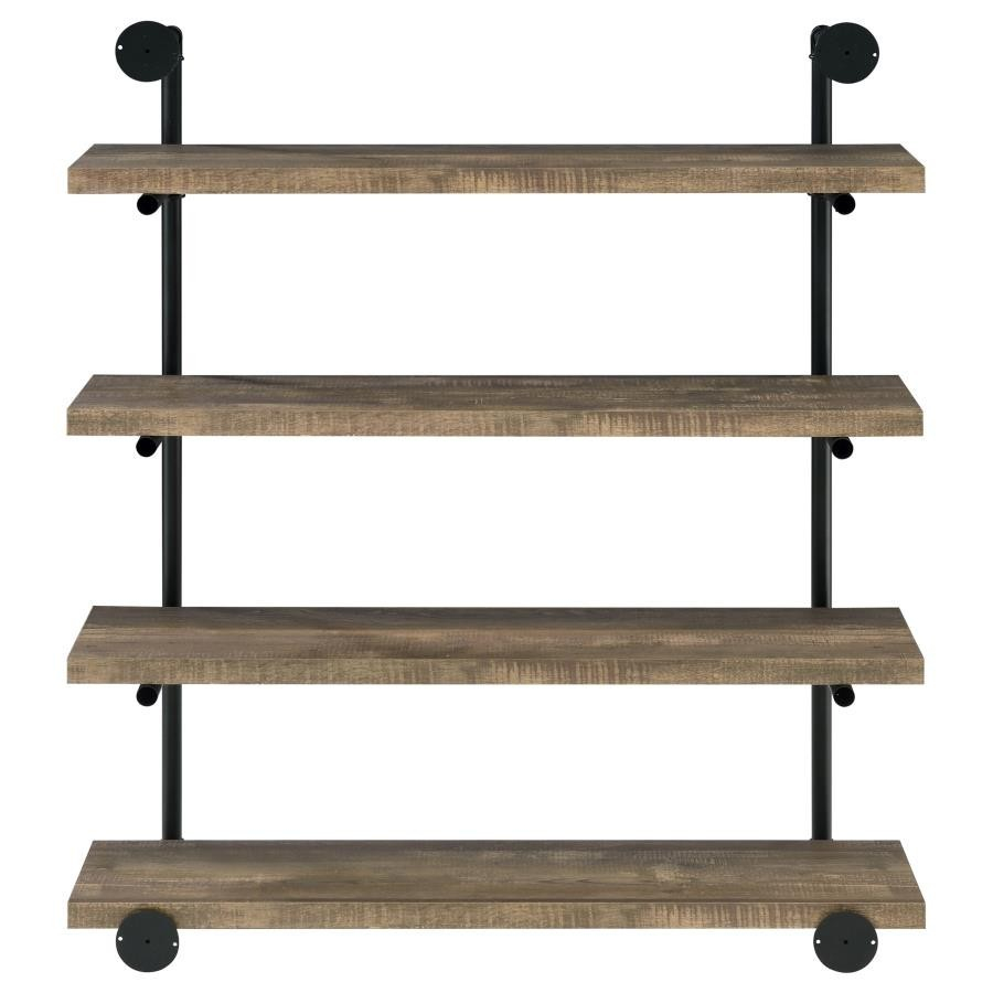 Elmcrest 40-Inch Wall Shelf Black And Rustic Oak in Coaster Elmcrest 40-Inch Wood Wall Shelf Black And Rustic Oak