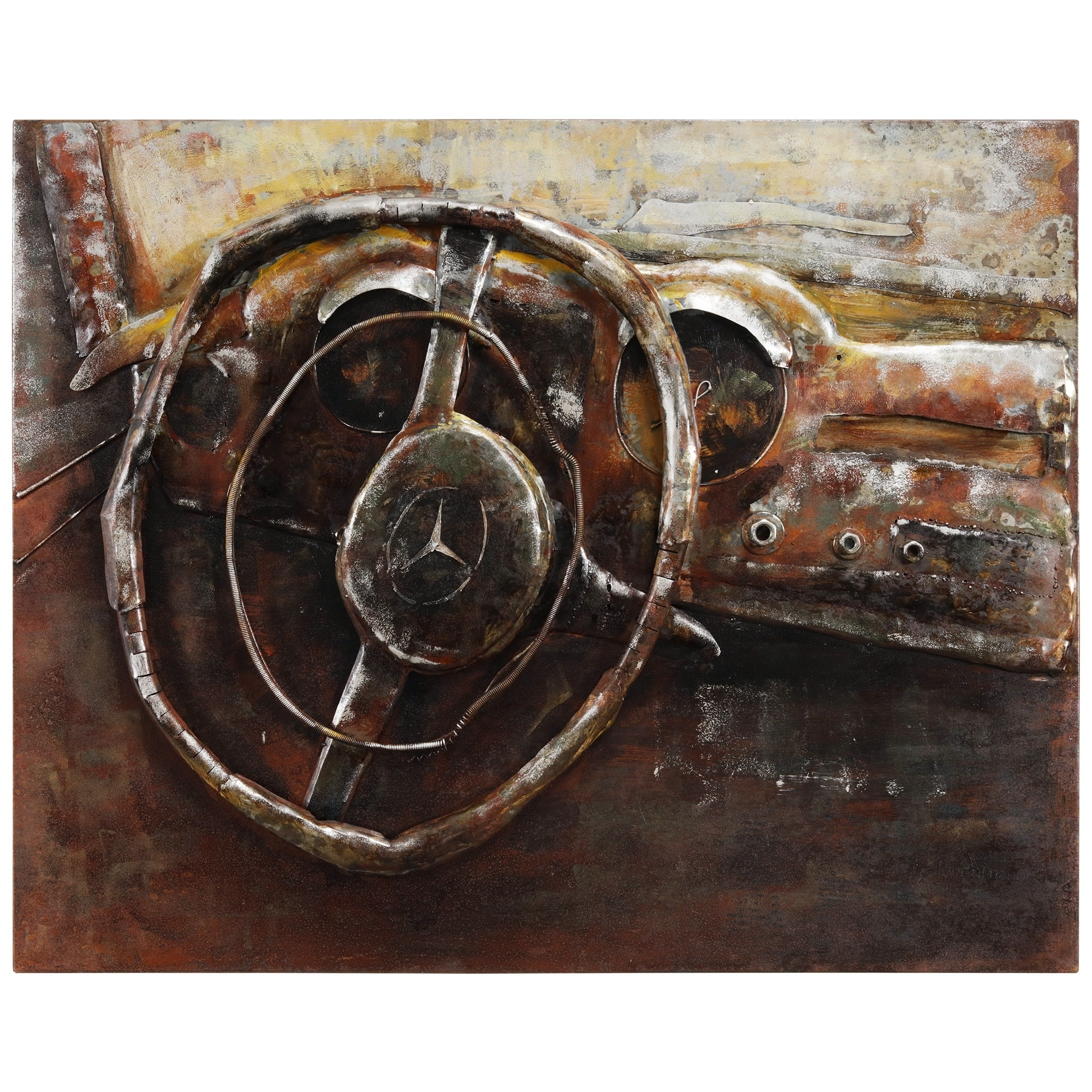 Empire Art "Benz" Mixed Media Iron Hand Painted Dimensional Wall Décor ... with regard to Unveiling the Artistry Behind Dimensional World Map Sculptures