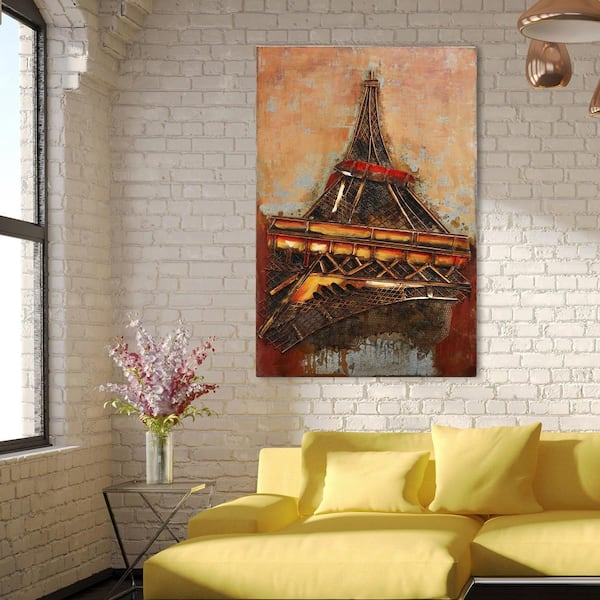Empire Art Direct 48 In. X 32 In. "Eiffel Tower 1" Mixed Media Iron ... for Unveiling the Artistry Behind Dimensional World Map Sculptures