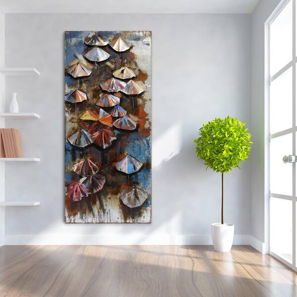 Empire Art Direct 80 In. X 36 In. "Umbrellas" Mixed Media Iron Hand ... inside Unveiling the Artistry Behind Dimensional World Map Sculptures
