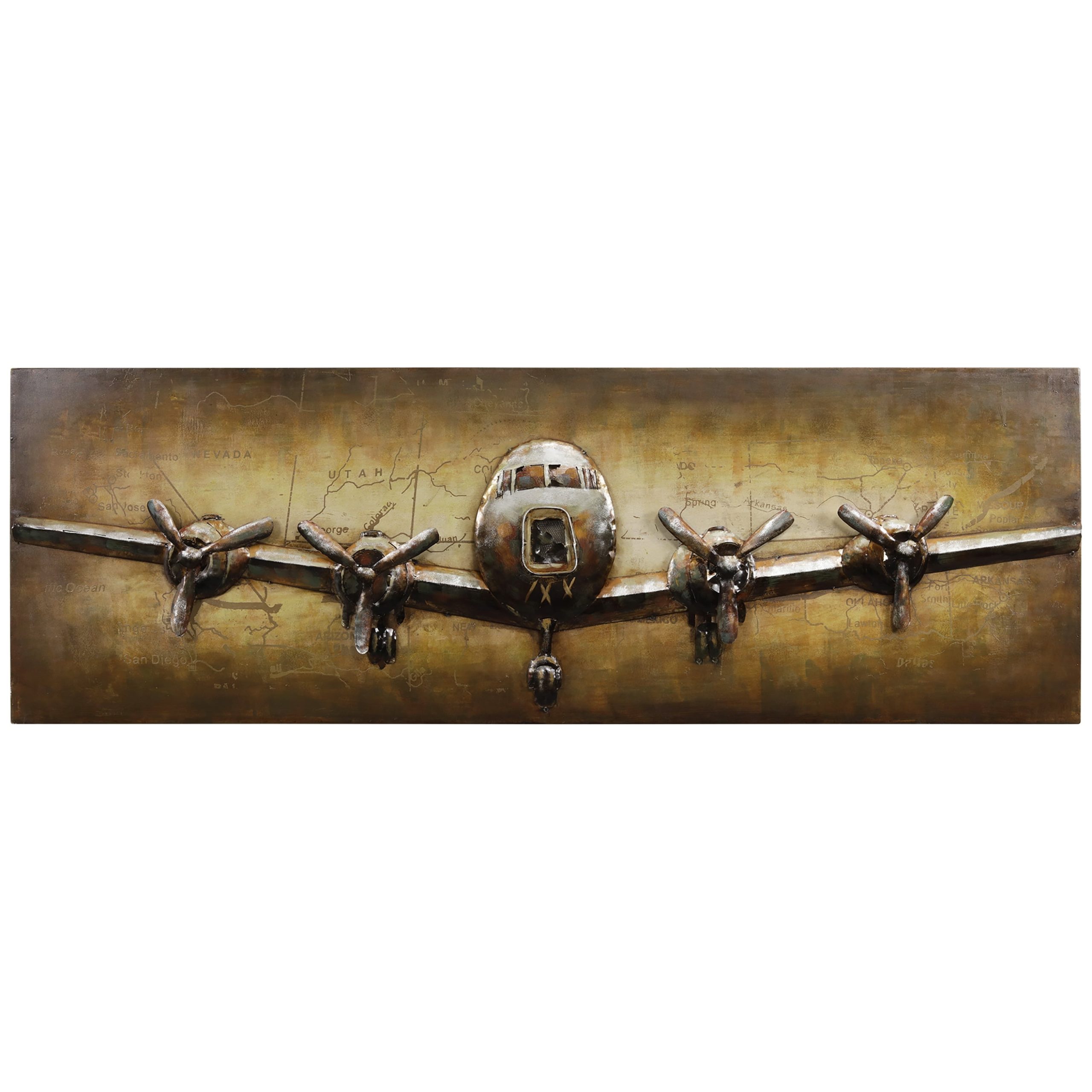 Empire Art Direct "Airplane" Mixed Media Iron Hand Painted Dimensional ... in "Train" Mixed Media Iron Hand Painted Dimensional Wall Art 48X32