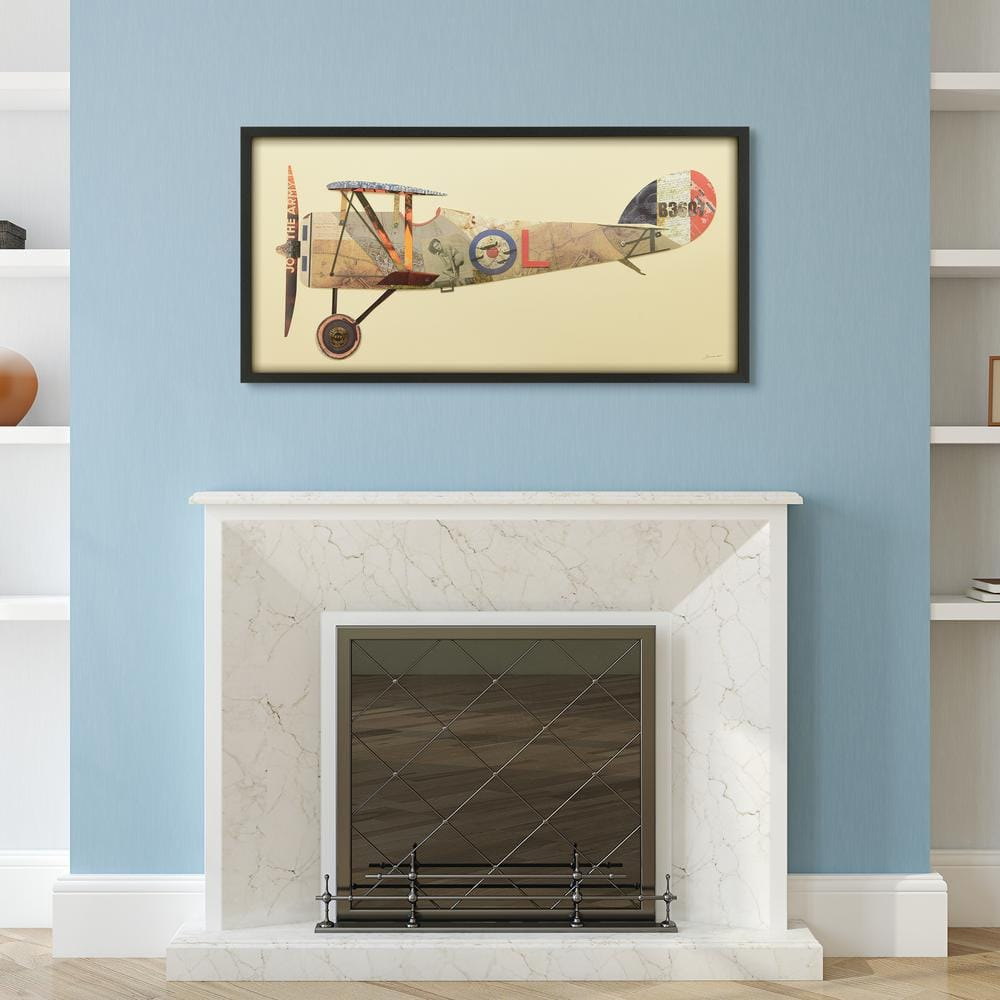 Empire Art Direct "Antique Biplane #1" Dimensional Collage Framed ... for "Crane" Collage Framed Graphic Wall Art Under Glass Handmade Signed By Alex Zeng