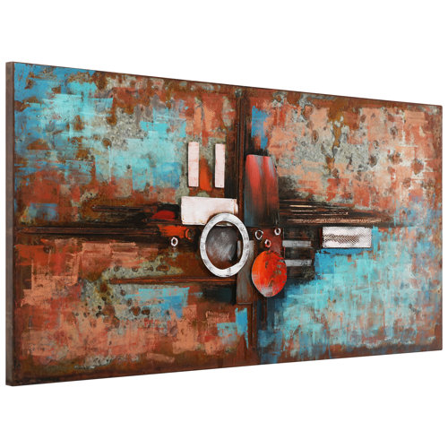Empire Art Direct "Composition 1" Mixed Media Iron Hand Painted ... in "World Map" Wall Art Mixed Media Iron Hand Painted Dimensional Wall Sculpture