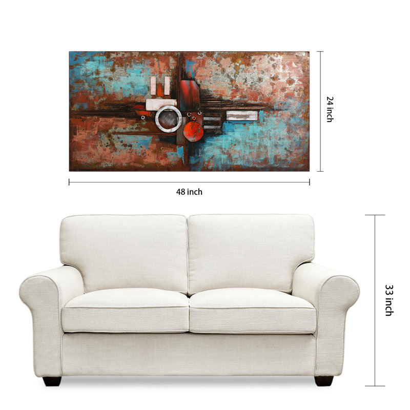 Empire Art Direct "Composition 1" Mixed Media Iron Hand Painted ... inside "World Map" Wall Art Mixed Media Iron Hand Painted Dimensional Wall Sculpture