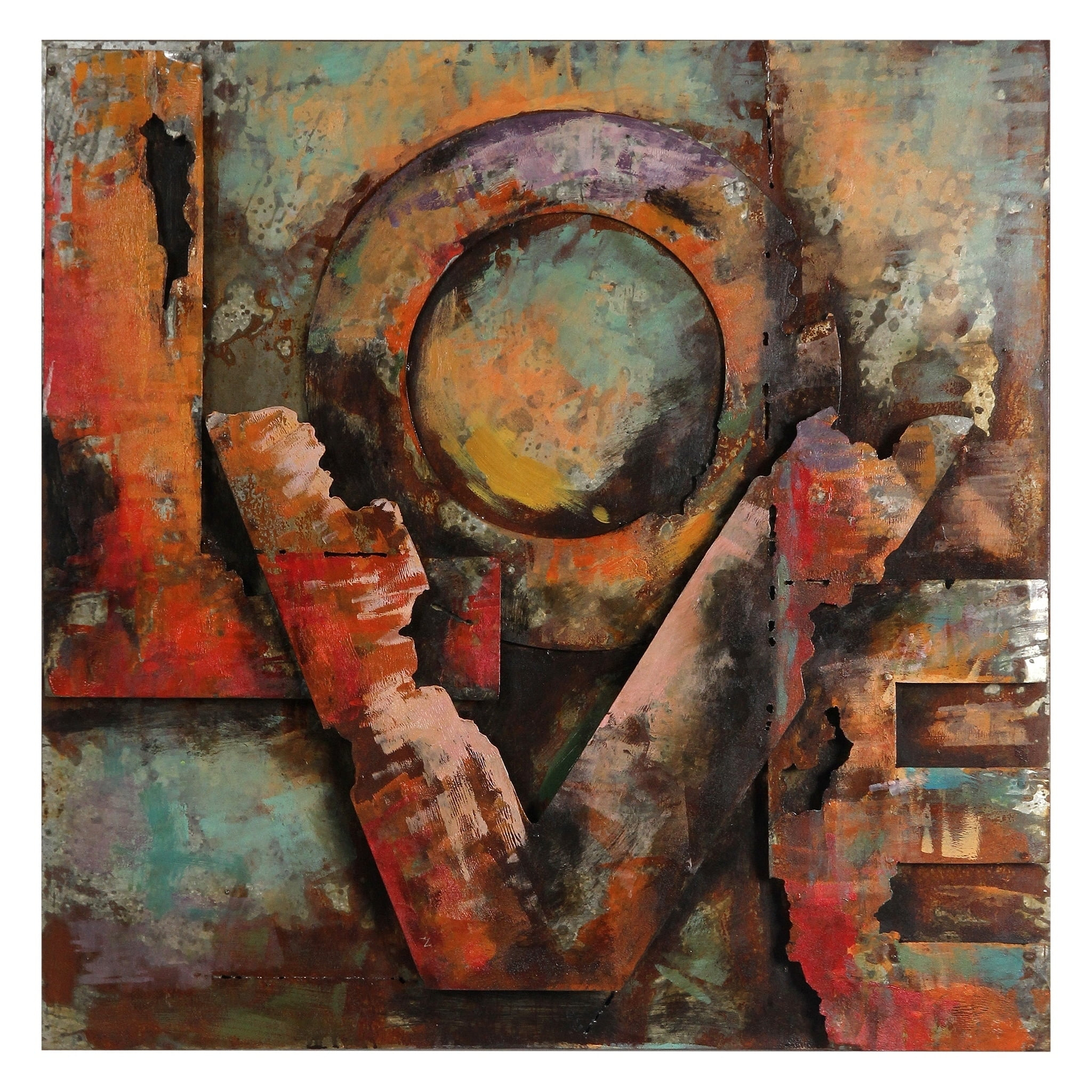 Empire Art Direct "Love" Mixed Media Iron Hand Painted Dimensional Wall ... pertaining to "World Map" Wall Art Mixed Media Iron Hand Painted Dimensional Wall Sculpture
