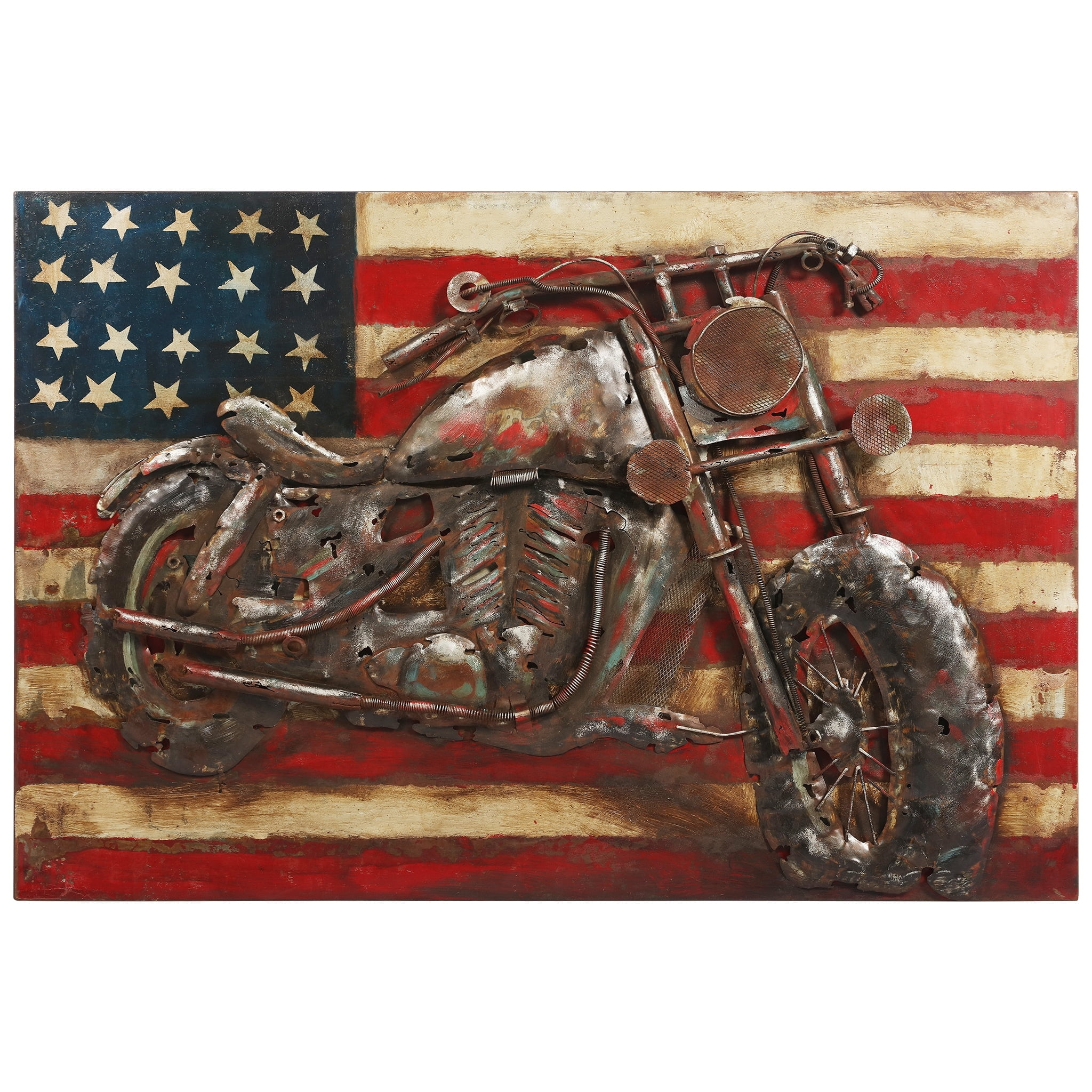 Empire Art Direct Motorcycle Wall Sculpture Mixed Media Iron Hand ... in The Symbolism and Storytelling in "White Horse" Hand-Painted Art