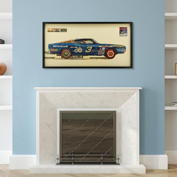 Empire Art Direct Muscle Blue Car Dimensional Collage Framed Graphic ... pertaining to "California Beach" Handmade Dimensional Collage Framed Wall Art Under Glass Art