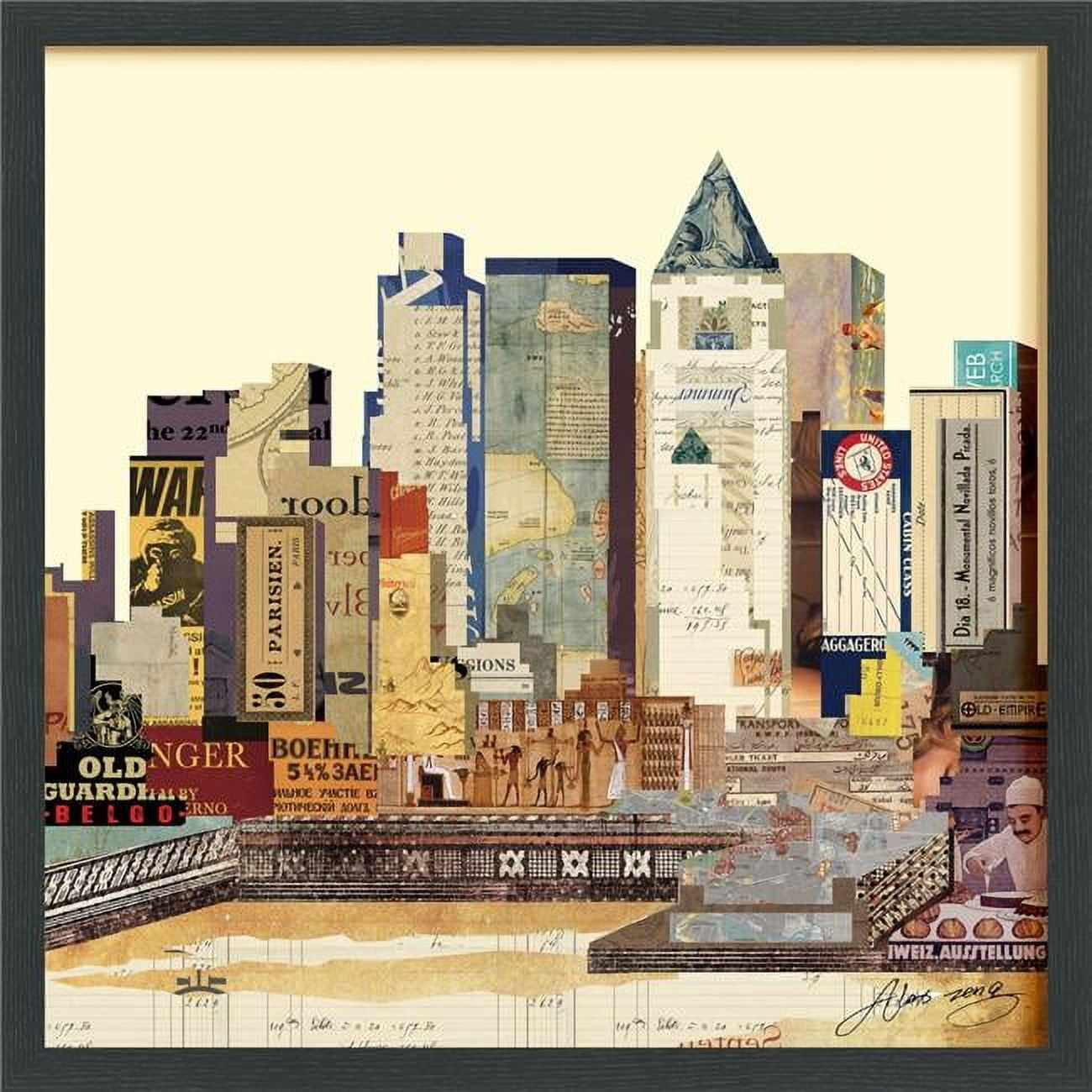 Empire Art Direct 'New York City Skyline' Alex Zeng's Dimensional ... with "Cia Boombox"Dimensional Collage, Under Glass, A Shadow Box Frame