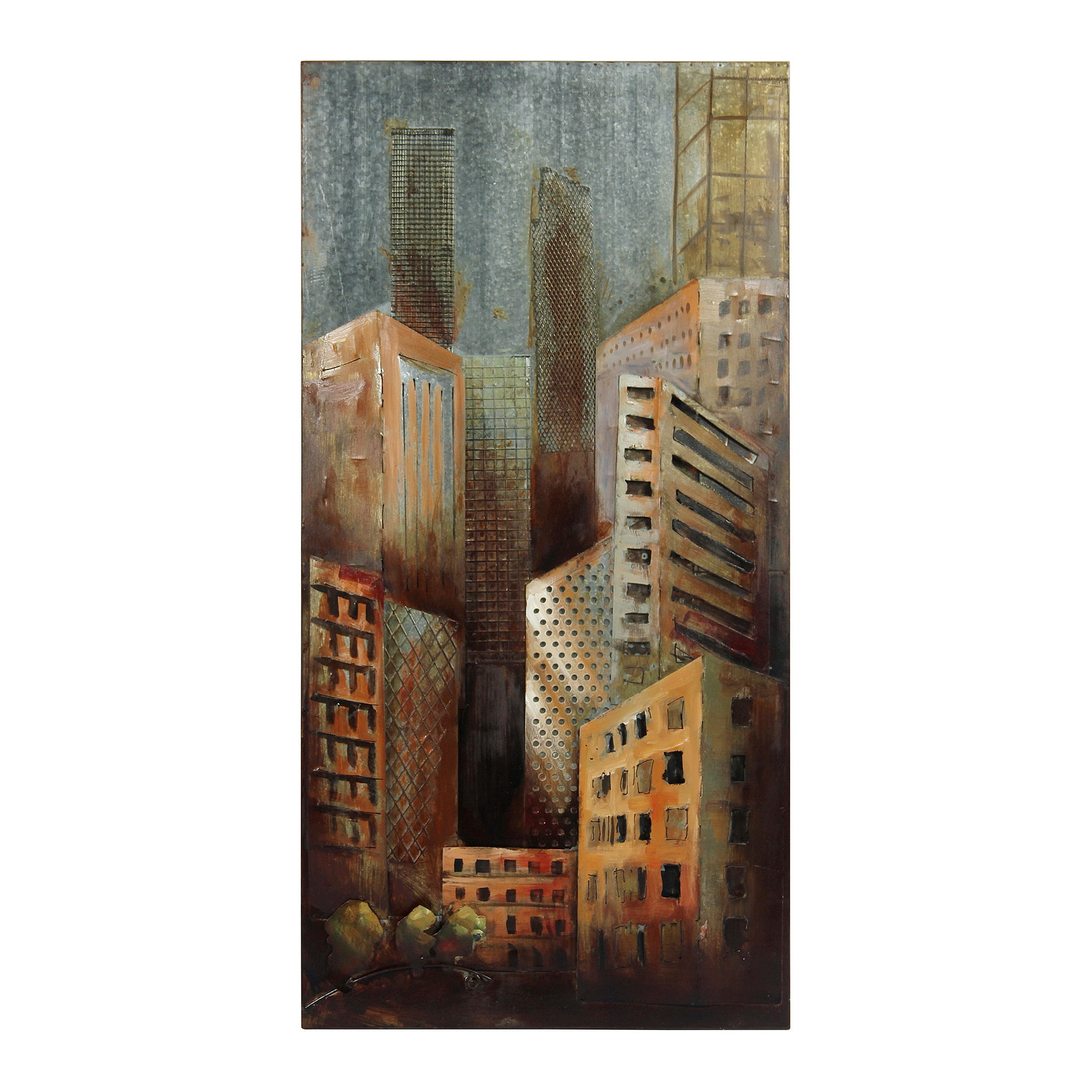 Empire Art Direct Pmo-120206-4824 Primo Mixed Media Hand Painted Iron ... with "Antique Wooden Doors 2" Primo Mixed Media Hand Painted Wall Sculpture