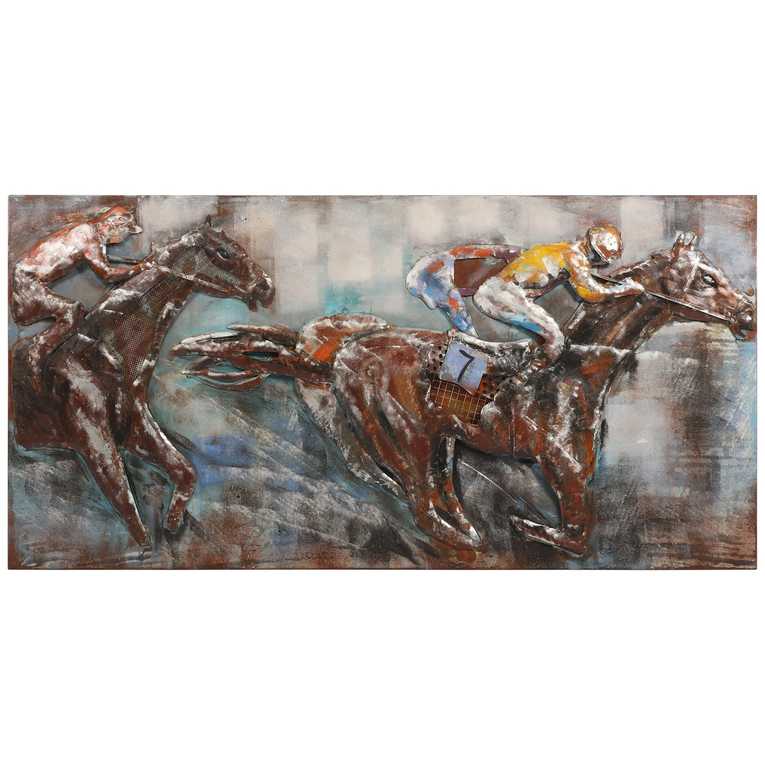 Empire Art Direct "Race Day" Mixed Media Iron Hand Painted Dimensional ... with "Dog On Skateboard" Mixed Media Iron Hand Painted Dimensional Wall Art