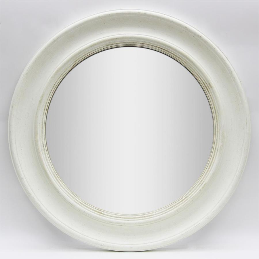 Enchante Allen + Roth 26-In L X 26-In W Round Shabby White Framed Wall ... with regard to Engrahm Framed Mirror, White, 26"