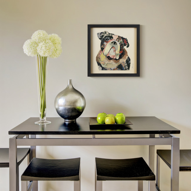 English Bulldog Dimensional Handmade Collage Wall Art Framed Under ... for Storytelling Through Art Handmade Bulldogs on Your Wall