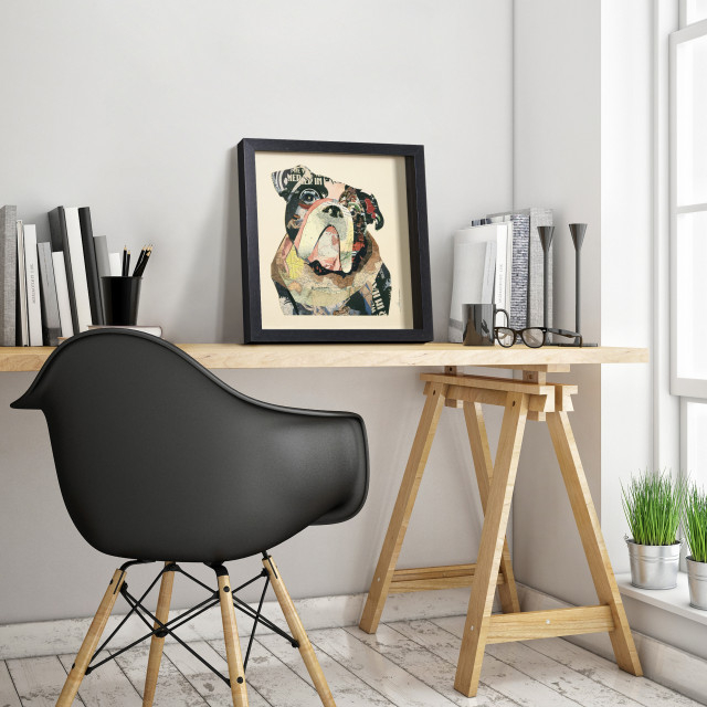 English Bulldog Dimensional Handmade Collage Wall Art Framed Under ... within German Shepherd Dog Dimensional Handmade Collage Wall Art Framed Under Glass