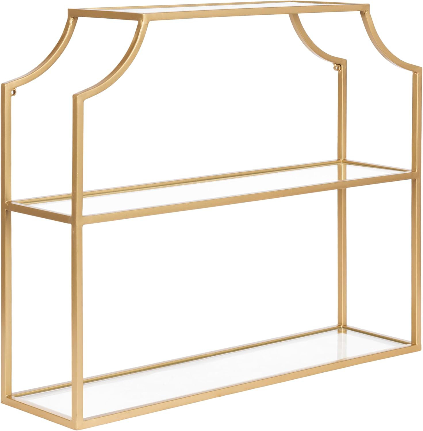 Ertchue Ried Ciel Modern Glam Two-Tier Wall Shelf, 24" X 20", Gold - Over The Toilet Storage ... for Adding a Touch of Glamour A Look at the Ciel Gold Shelves