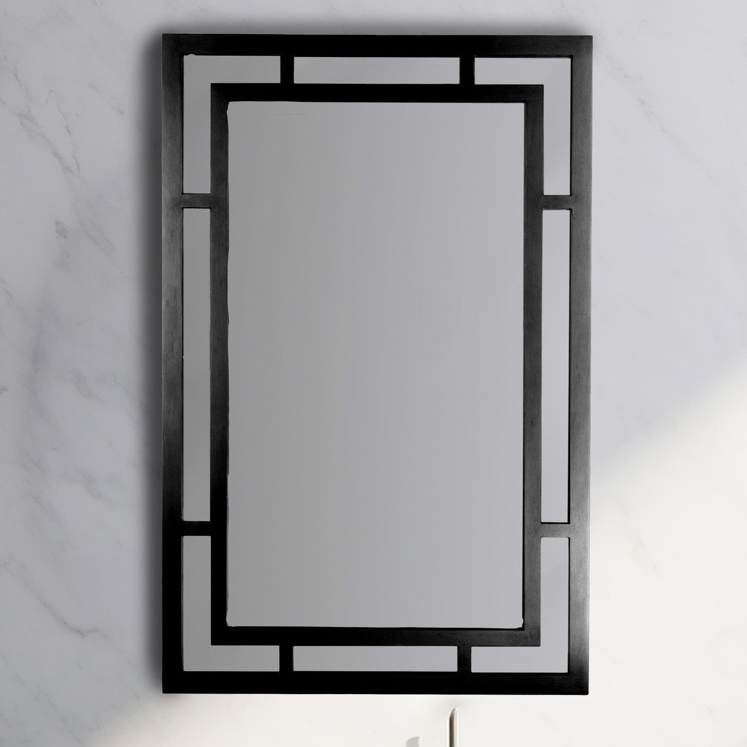 Everly Quinn Vintage Glass Wall Mirror With Geometric Art Deco Wood ... in Bringing Gold and Black Art Deco Charm into Your Home