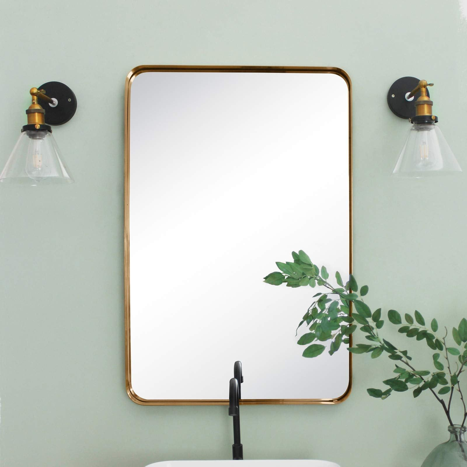 Exceptional Quality: Weighs 30Lbs! Our Brass Rounded Edge Rectangle ... in Elevate Your Space The Timeless Appeal of Gold Arch Mirrors