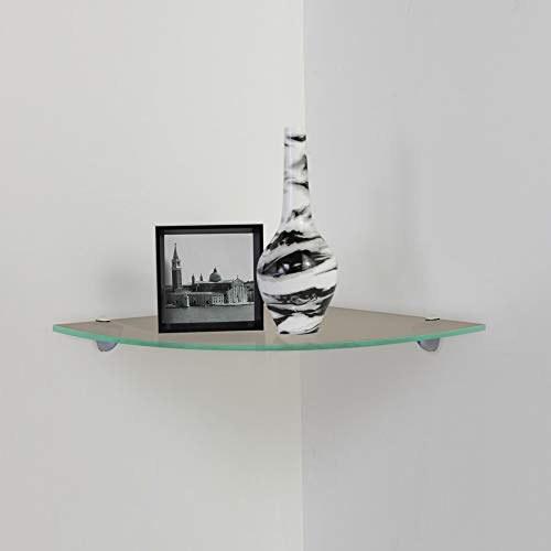 Fab Glass And Mirror Floating Shelf (Corner) 6X6 Inch W/Chrome Brackets ... intended for Floating Glass Shelf (Corner), 6X6 Inch W/ Chrome Brackets-Clear Glass