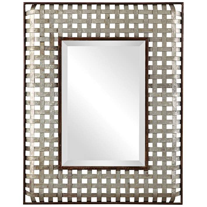 Fabelle Galvanized Metal 28 1/4" X 36 1/4" Wall Mirror - #58J97 | Lamps Plus | Mirror Wall ... in Galvanized Metal Wall Mirror